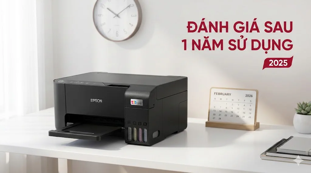 Đánh giá chi tiết độ bền máy in Epson M1120 EcoTank sau 12 tháng test thực tế. Đầu in có tắc không?