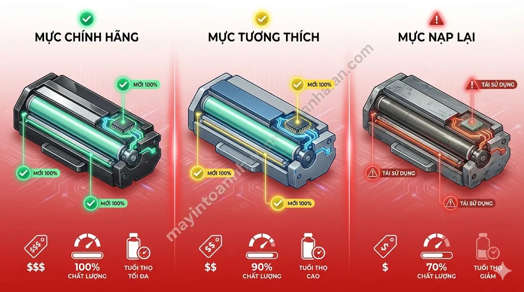 Có nên dùng mực nạp cho máy in laser? Phân tích chi tiết 2025