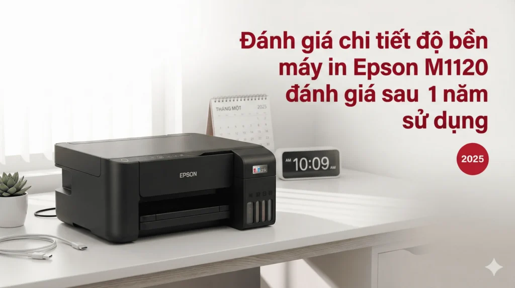 Đánh giá chi tiết độ bền máy in Epson M1120 EcoTank sau 12 tháng test thực tế. Đầu in có tắc không?
