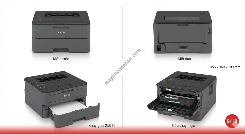 Brother HL-L2321D từ nhiều góc