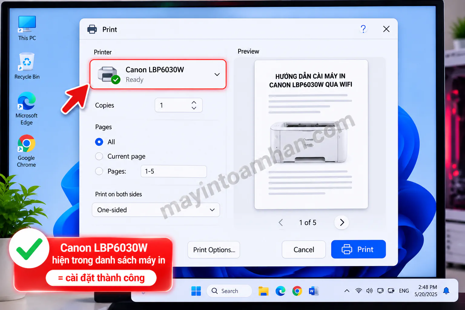 Cách Cài Máy In Canon 6030W Qua Wifi – Hướng dẫn chi tiết 2025