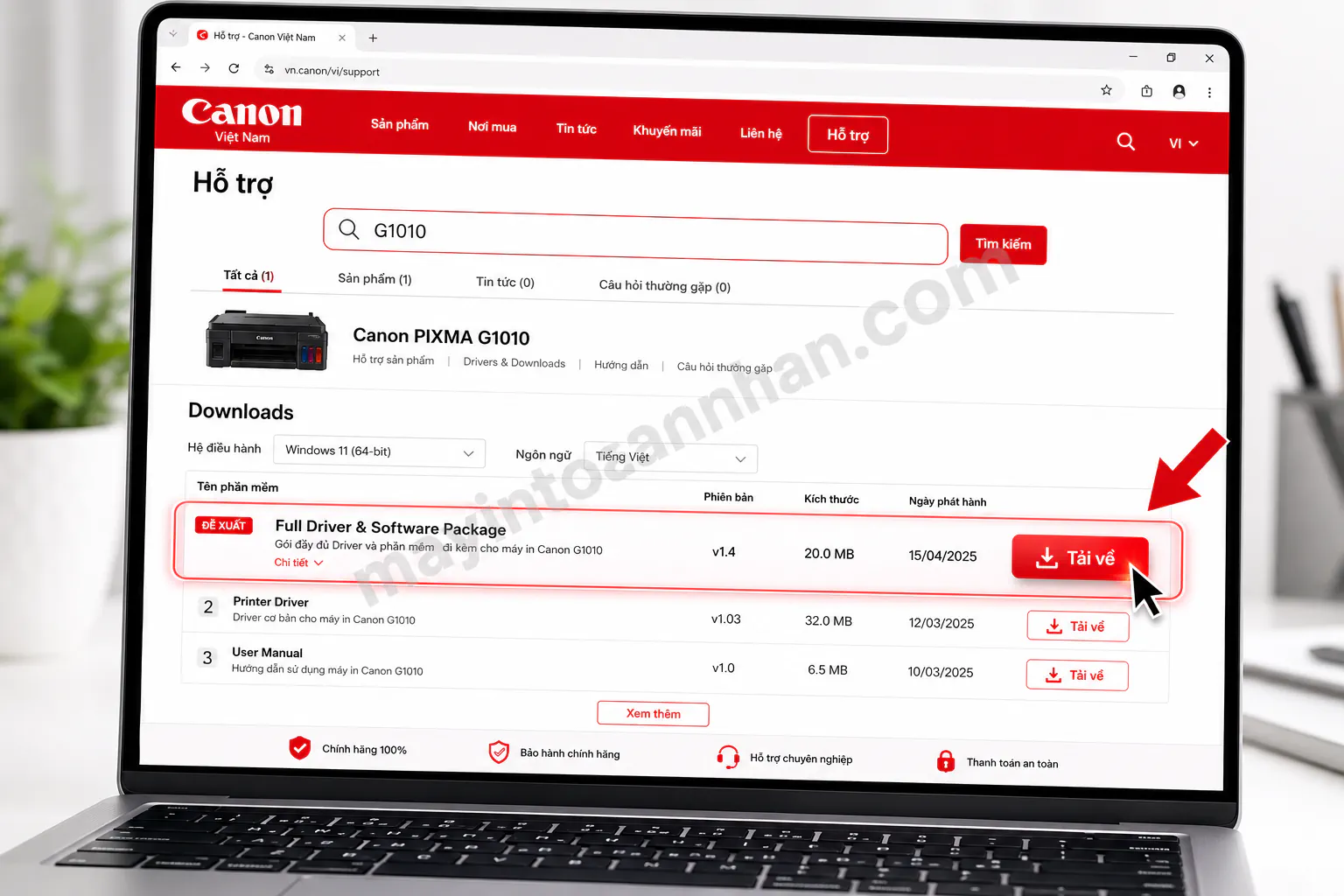 Driver Máy In Canon G1010 – Hướng dẫn chi tiết 2025