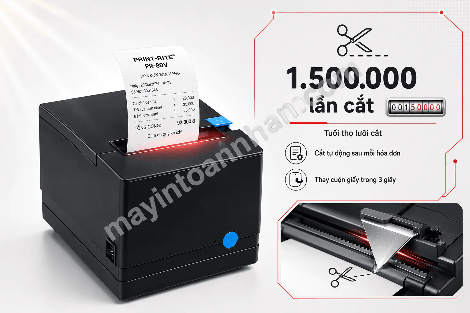 Lưỡi cắt tự động của máy in hóa đơn Print-Rite PR-80V