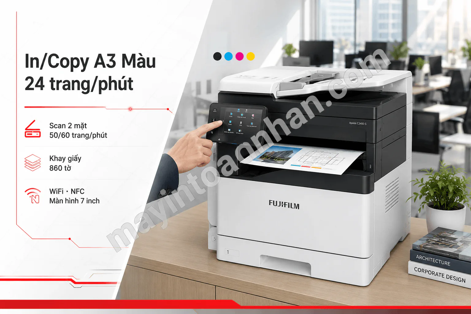 Máy photocopy màu FUJIFILM Apeos C2450S A3 đa năng, BH onsite 12 tháng
