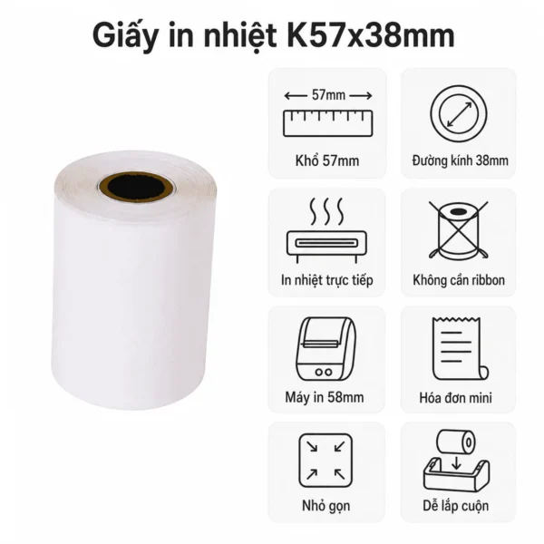 Giấy in nhiệt K57x38mm