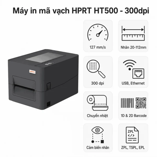 Máy in mã vạch HPRT HT500 – 300dpi