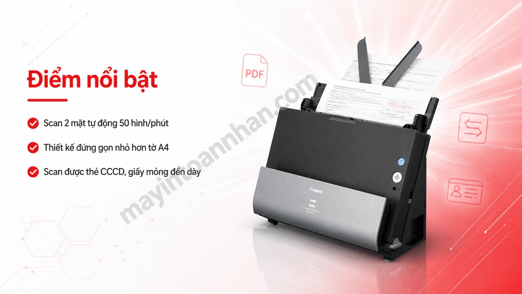 Máy Scan Canon DR-C225 II | Scan 2 mặt, 25 trang/phút
