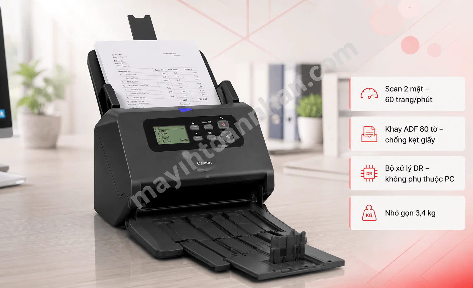 Máy Scan Canon DR-M260 – Scan 2 mặt 60 trang/phút – Chính hãng