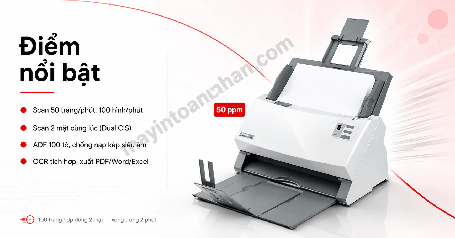 Máy Scan Plustek PS3150U | 50ppm, Duplex, ADF 100 Tờ — Giá Tốt