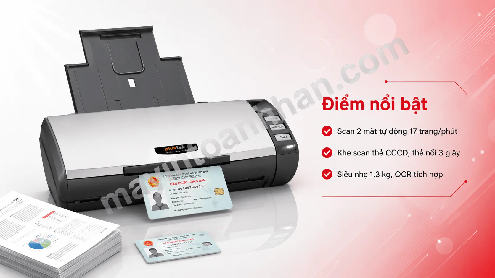 Máy scan Plustek MobileOffice AD470 | Scan 2 mặt ADF 17 trang/phút