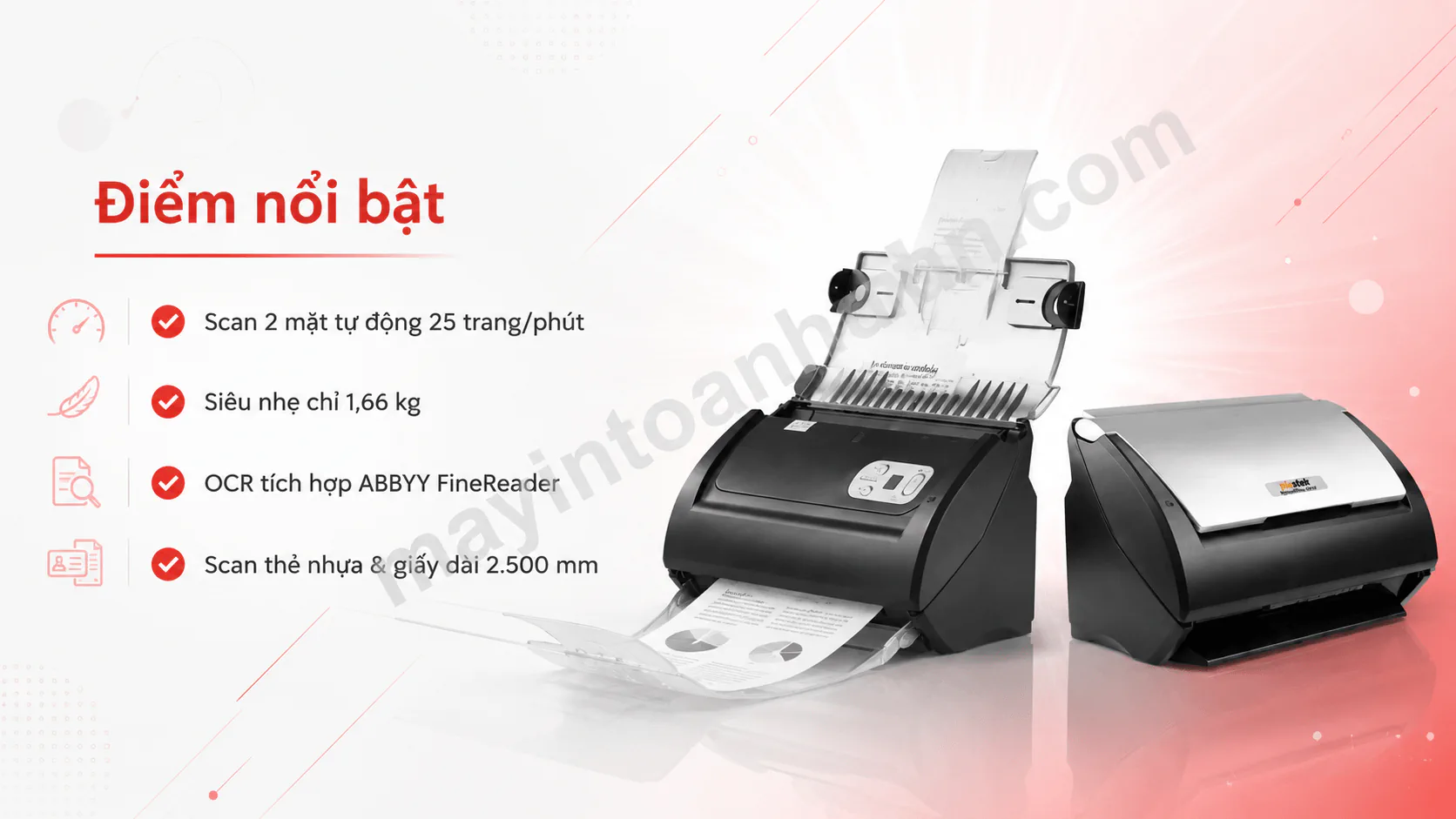 Máy scan Plustek SmartOffice PS 187 – Scan 2 mặt tự động 25 trang/phút