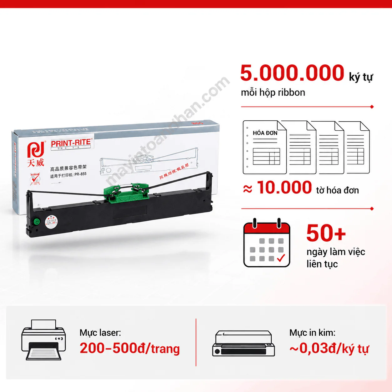Ribbon Print Rite 855 – Ruy Băng Chính Hãng 5 Triệu Ký Tự, In 6 Liên