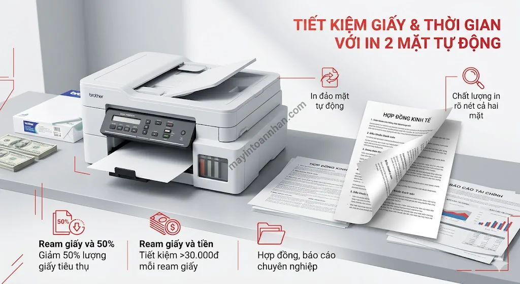 Máy in Brother DCP-T830DW in 2 mặt tự động tiết kiệm giấy