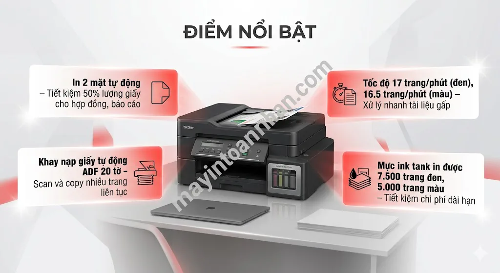 Máy in phun màu đa năng Brother DCP-T830DW với khay ADF 20 tờ