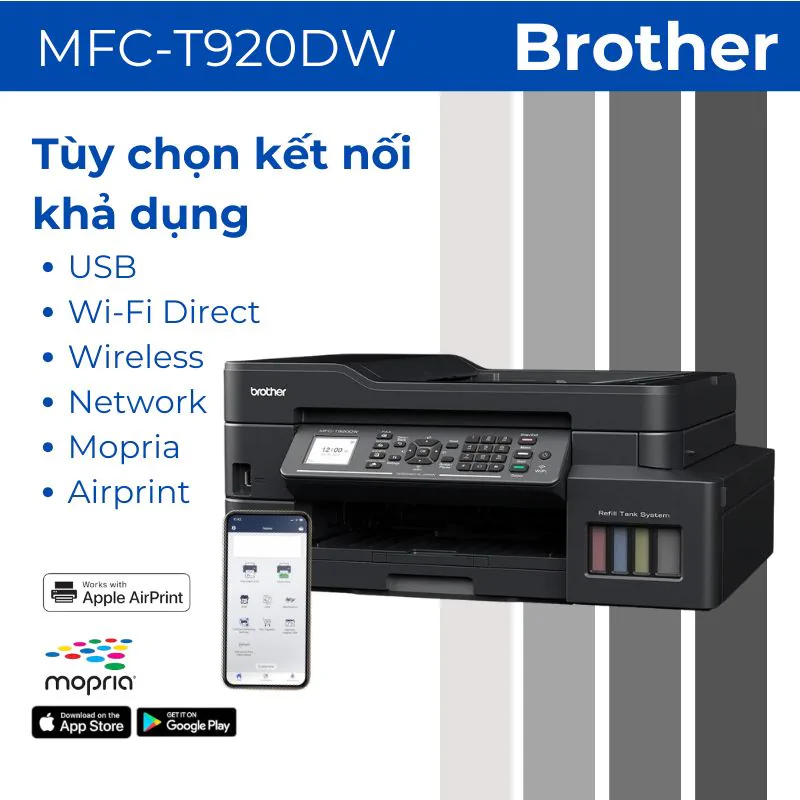 Kết nối WiFi và in di động trên máy in Brother MFC-T920DW