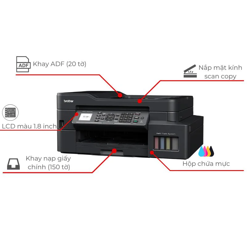 Máy in phun màu đa năng Brother MFC-T920DW với khay nạp tài liệu tự động ADF