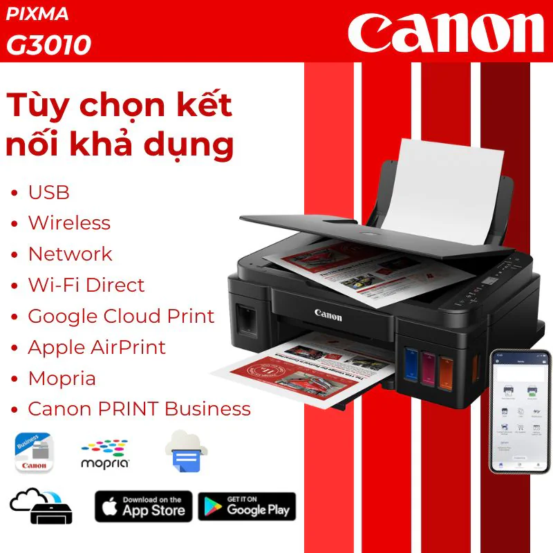 Kết nối WiFi và in từ điện thoại trên máy in Canon PIXMA G3010