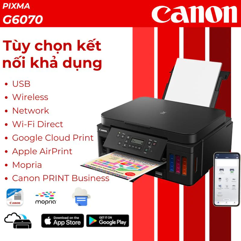 Kết nối WiFi và in từ điện thoại trên máy in Canon PIXMA G6070