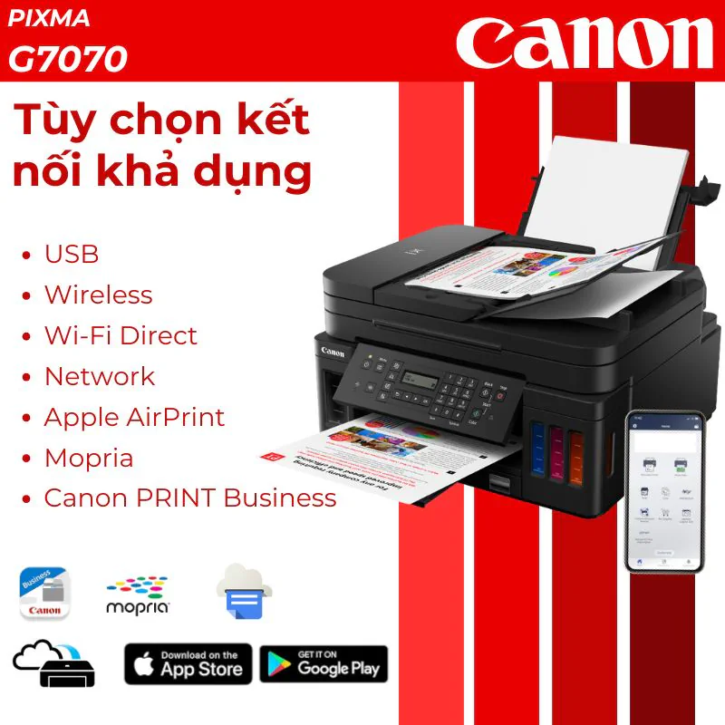 Kết nối WiFi, LAN và USB trên máy in Canon PIXMA G7070