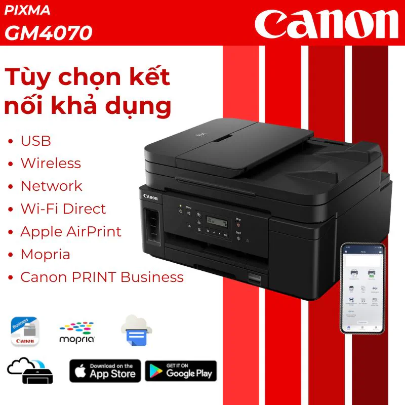 Kết nối LAN và WiFi trên máy in Canon PIXMA GM4070