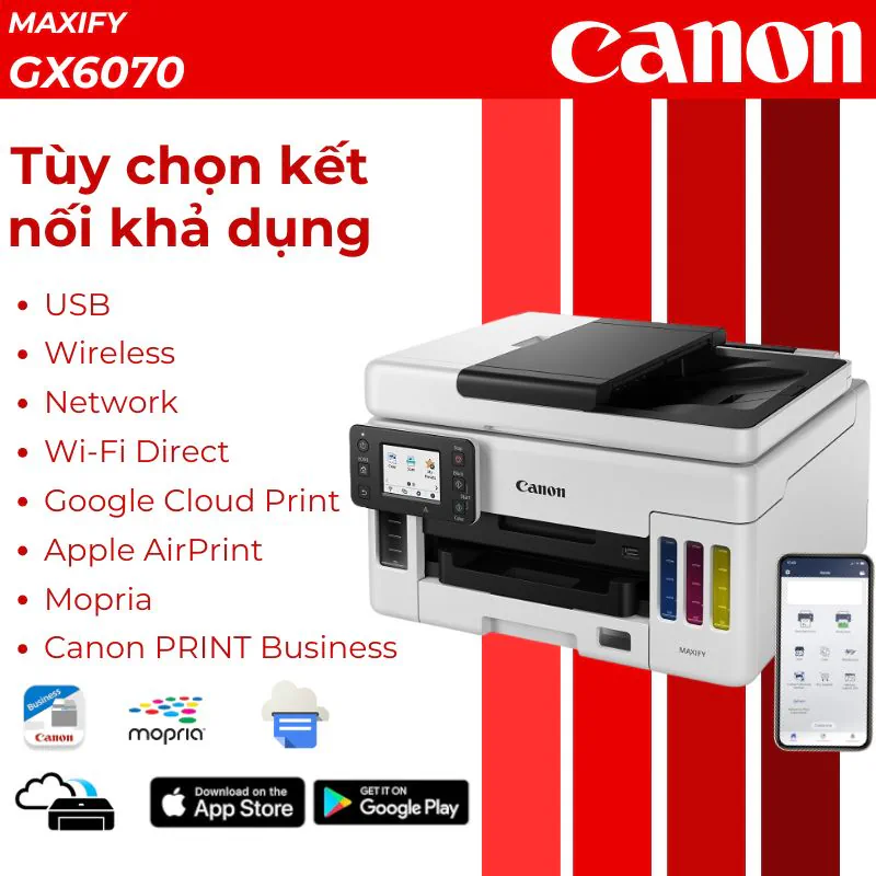 Kết nối WiFi, LAN và in di động trên máy in Canon MAXIFY GX6070