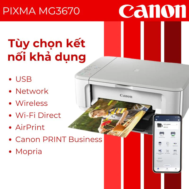 Kết nối WiFi và in di động trên máy in Canon PIXMA MG3670