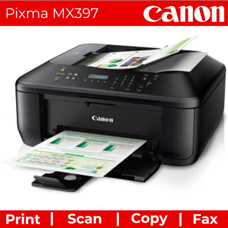 Thiết kế gọn và cổng kết nối USB của máy in Canon PIXMA MX397
