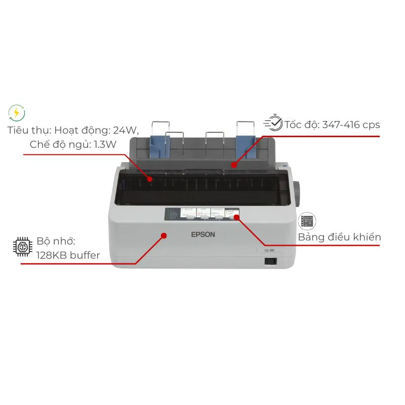Epson LQ-310 thân máy nhỏ gọn 4,1 kg đặt tại quầy