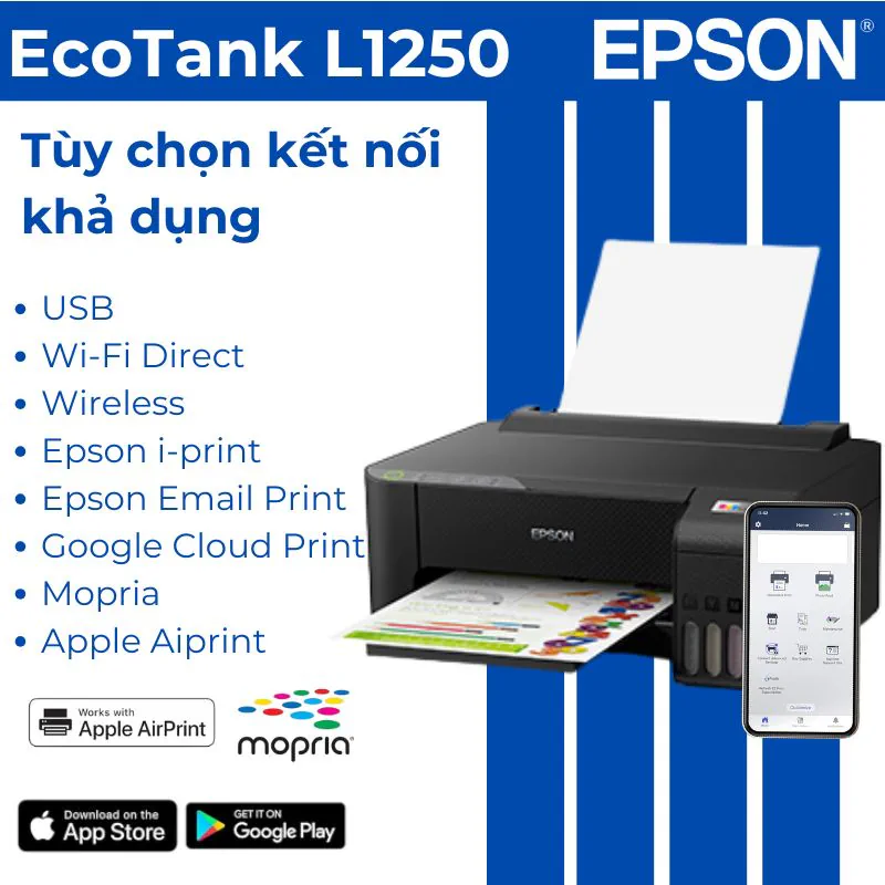 Epson EcoTank L1250 kết nối WiFi và Wi-Fi Direct in từ điện thoại