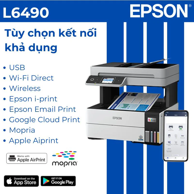 Kết nối WiFi, Ethernet và in di động trên máy in Epson L6490