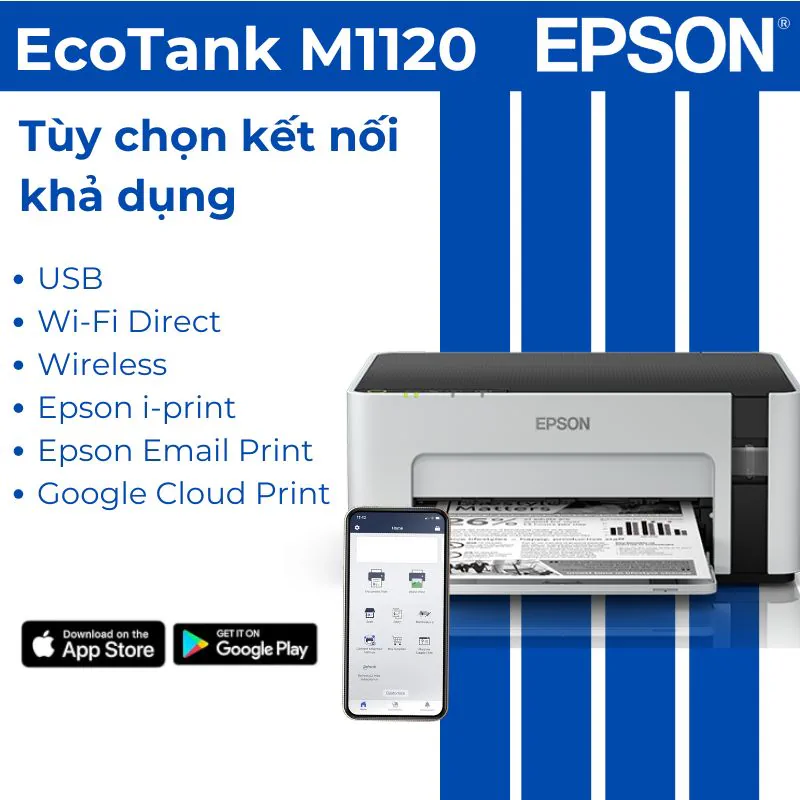 Kết nối WiFi, Wi-Fi Direct và USB trên máy in Epson EcoTank M1120