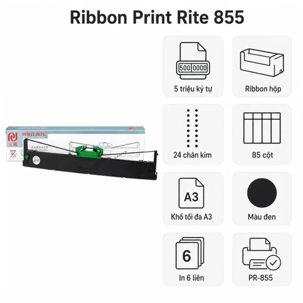 Ribbon Print Rite 855 – Ruy Băng Chính Hãng 5 Triệu Ký Tự, In 6 Liên