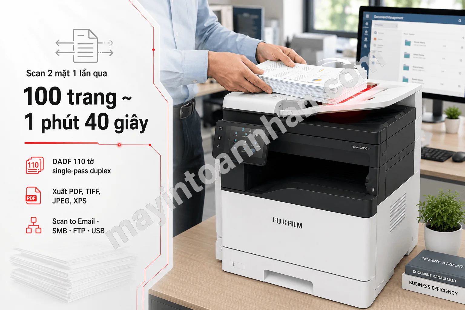 Máy photocopy màu FUJIFILM Apeos C2450S A3 đa năng, BH onsite 12 tháng