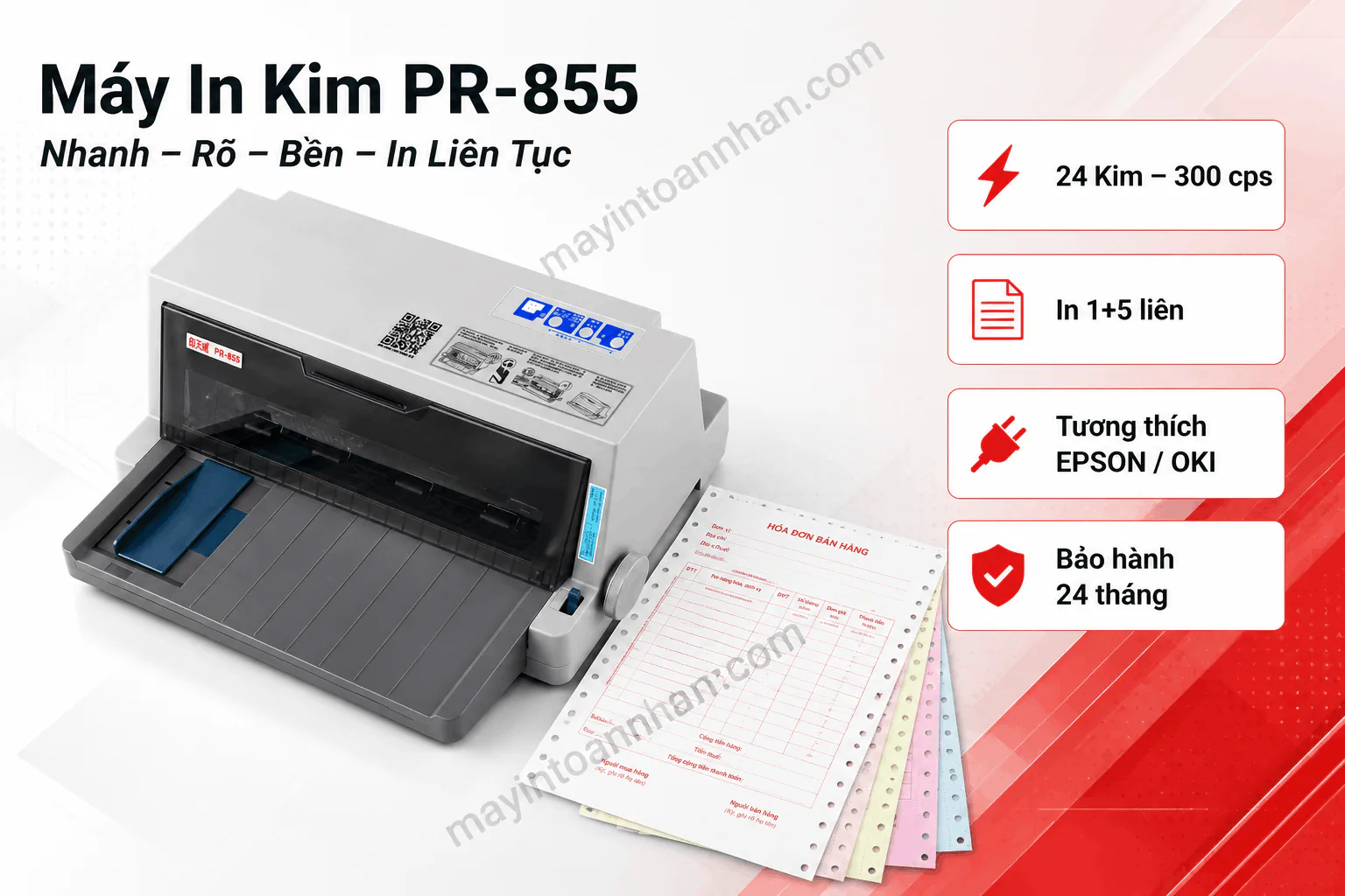 Máy in kim Print-Rite PR-855 24 kim 85 cột in chứng từ nhiều liên