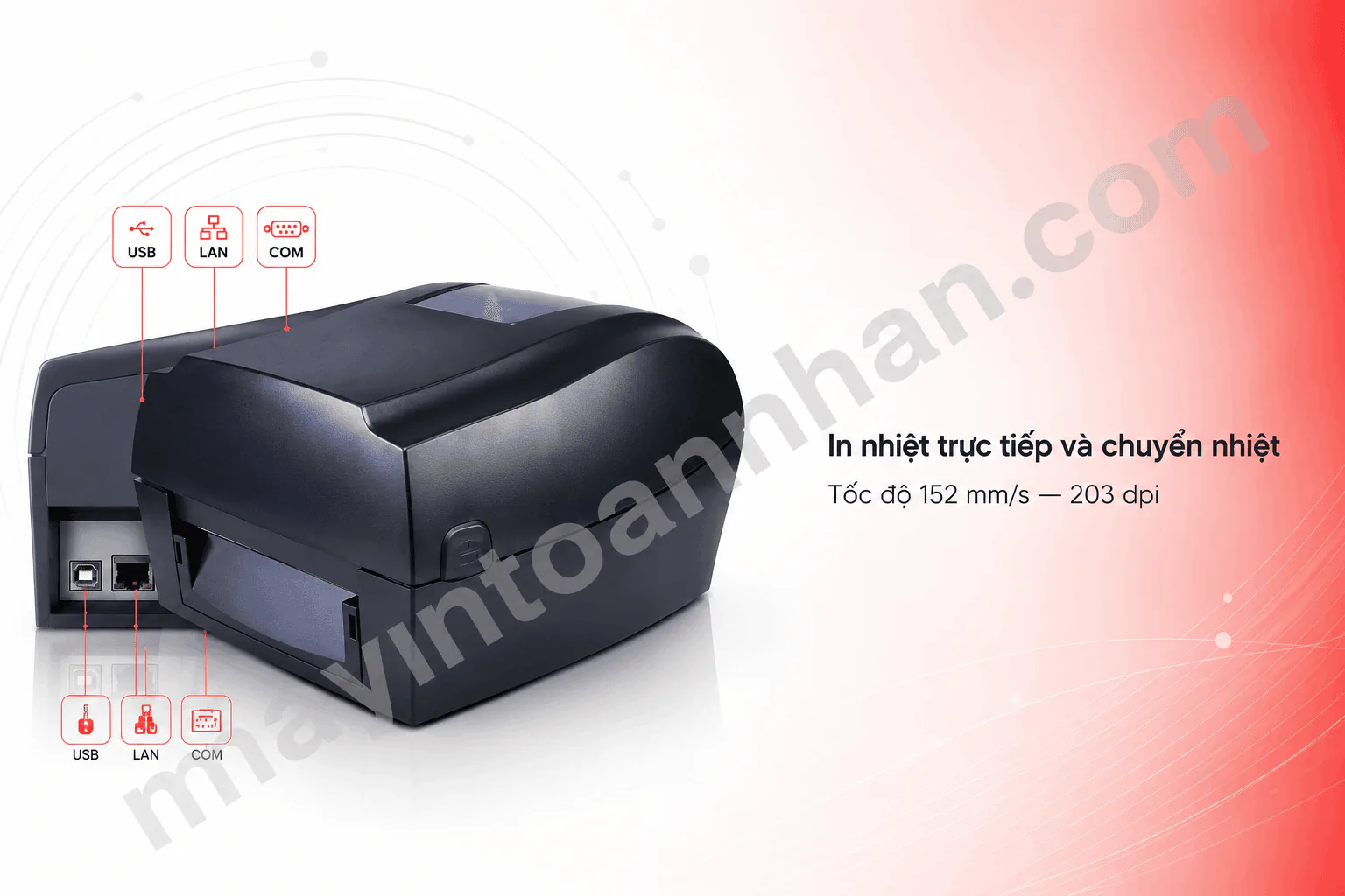 Máy in mã vạch HPRT HT300 với cổng USB, LAN và COM