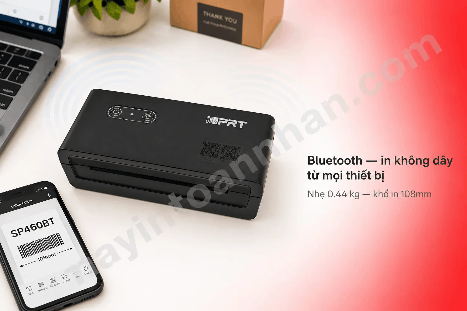 Máy in mã vạch HPRT SP460BT nhỏ gọn kết nối Bluetooth không dây