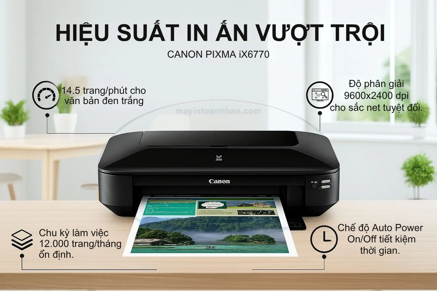 Hiệu suất in khổ A3+ của máy in phun màu Canon PIXMA iX6770