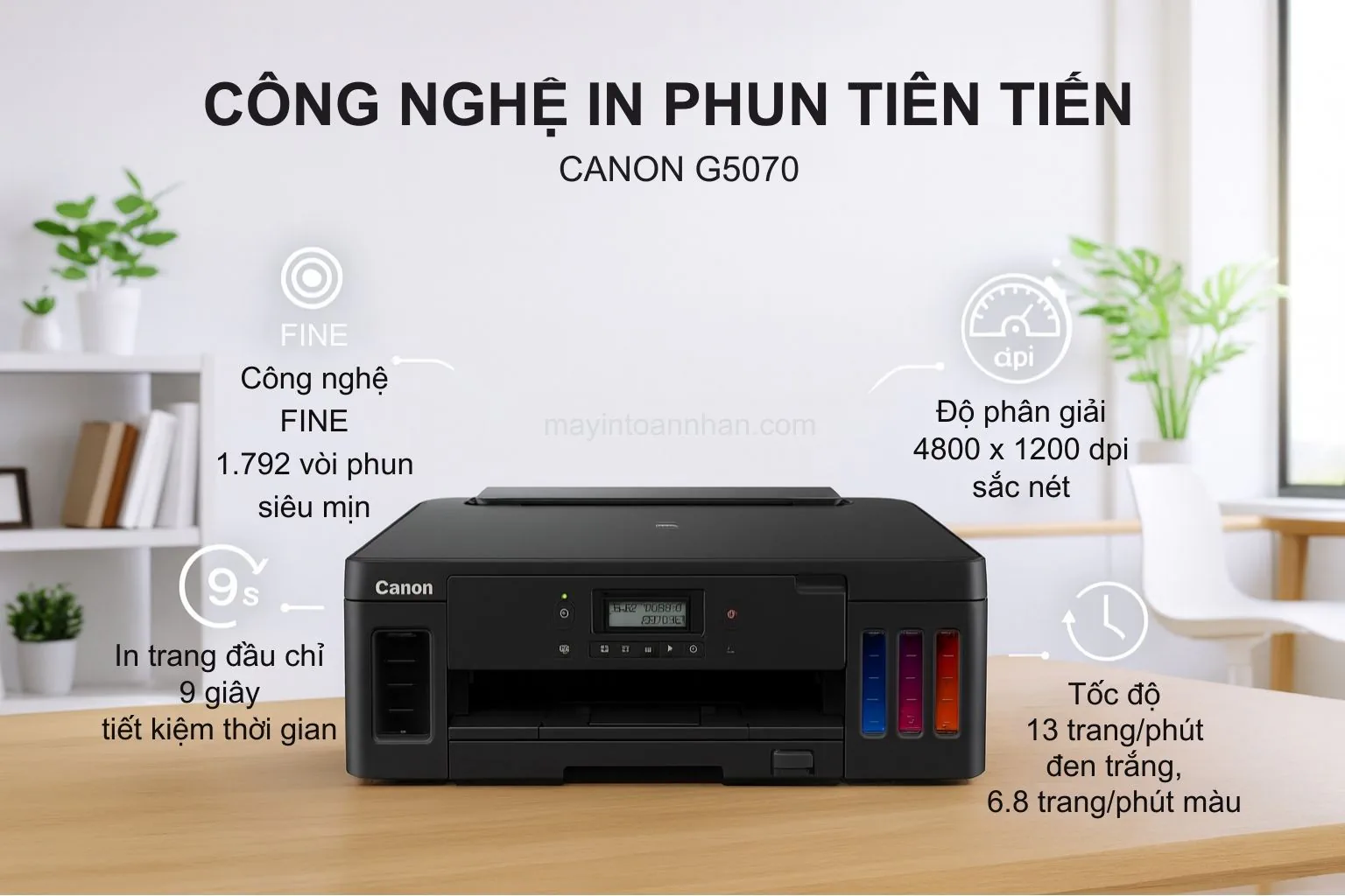 Công nghệ in phun FINE trên máy in Canon PIXMA G5070