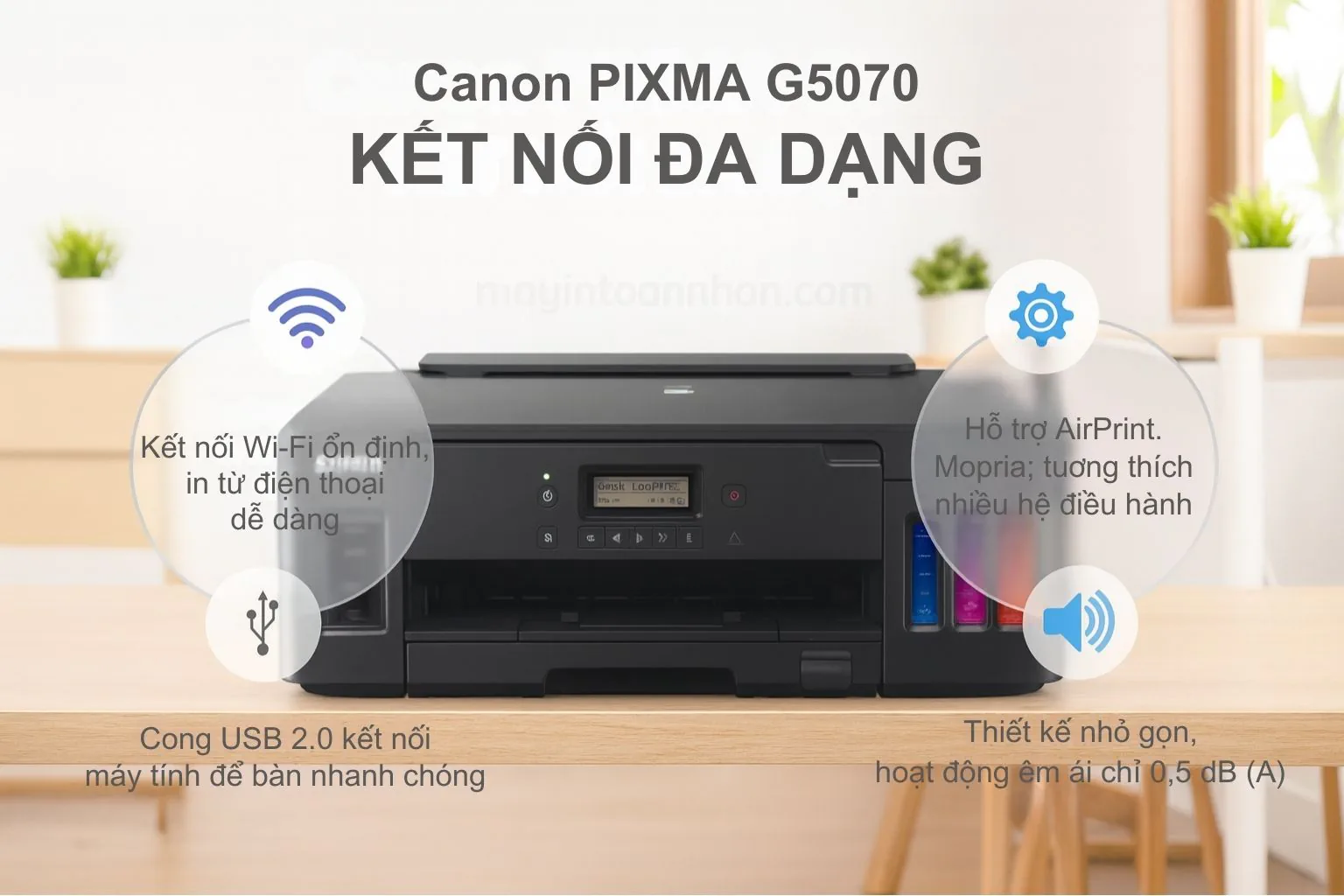 Kết nối WiFi, LAN và USB trên máy in Canon PIXMA G5070