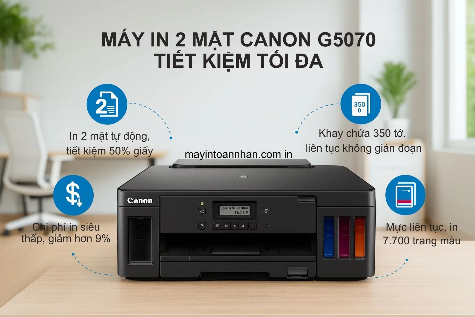 Tính năng in 2 mặt tự động trên máy in Canon PIXMA G5070