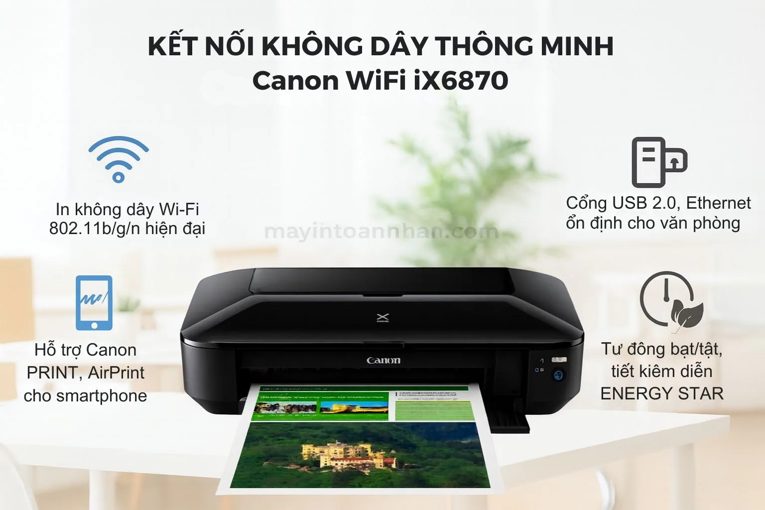 Kết nối WiFi, LAN và in di động trên máy in Canon PIXMA iX6870