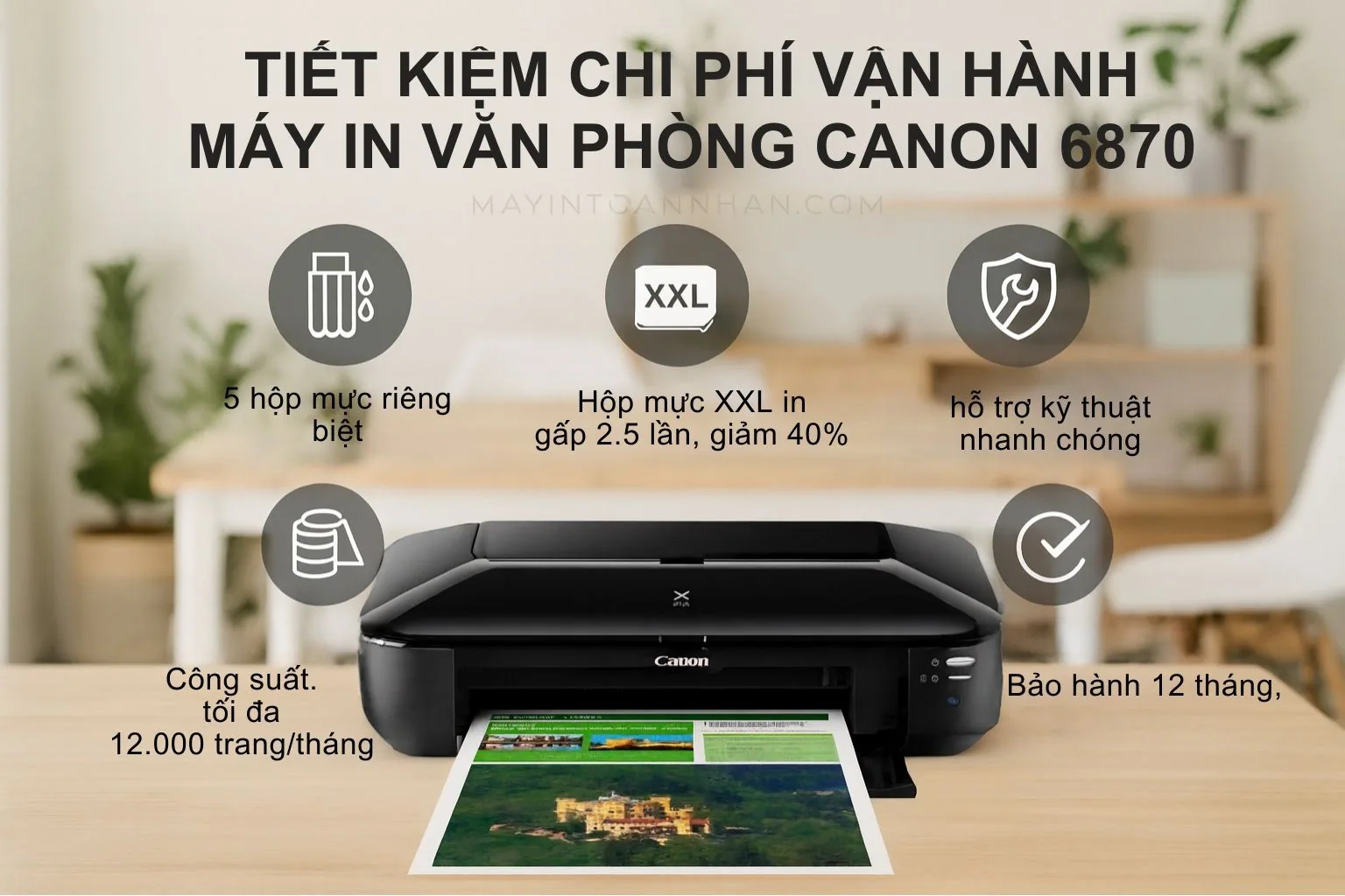 Hệ 5 hộp mực rời tiết kiệm chi phí của máy in Canon PIXMA iX6870