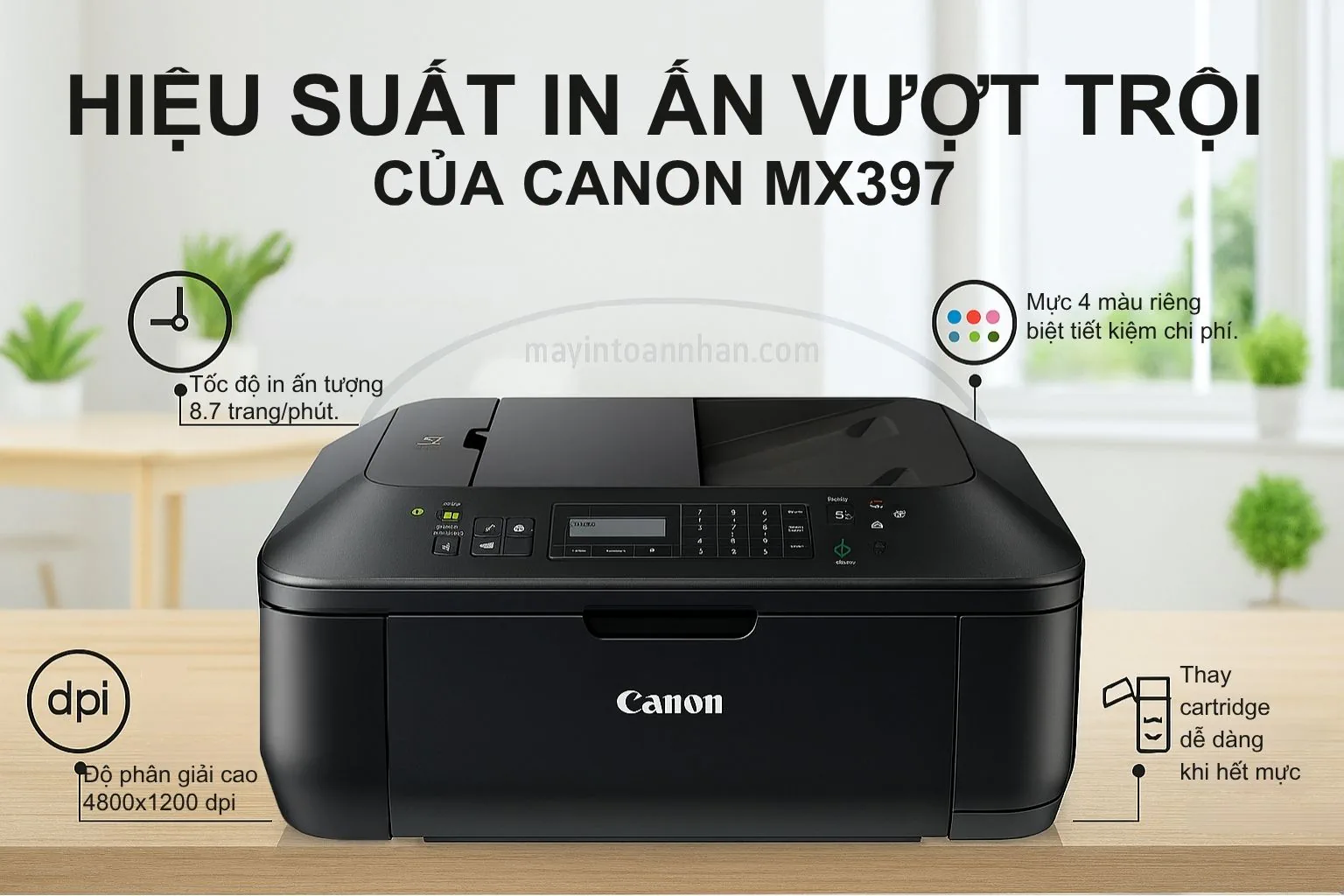 Hiệu suất in ấn của máy in phun màu đa năng Canon PIXMA MX397