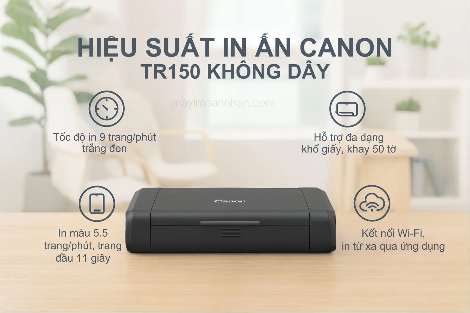 Khả năng in không dây và dùng pin của Canon PIXMA TR150