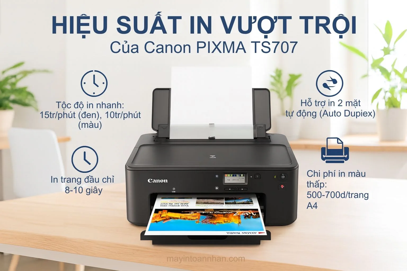 Hiệu suất in của máy in phun màu Canon PIXMA TS707