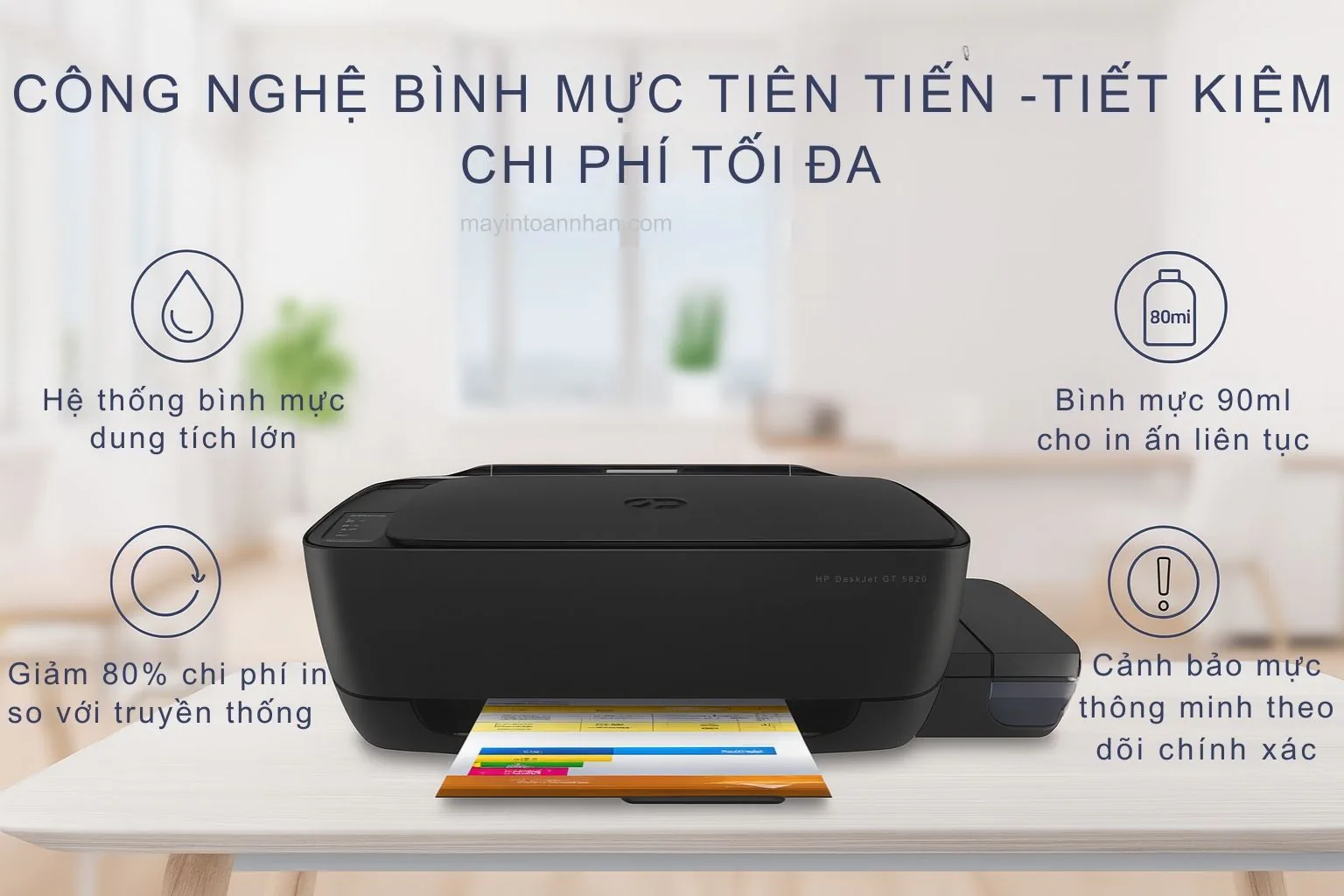 Hệ thống bình mực ngoài GT 51 và GT 52 trên máy in HP DeskJet GT 5820