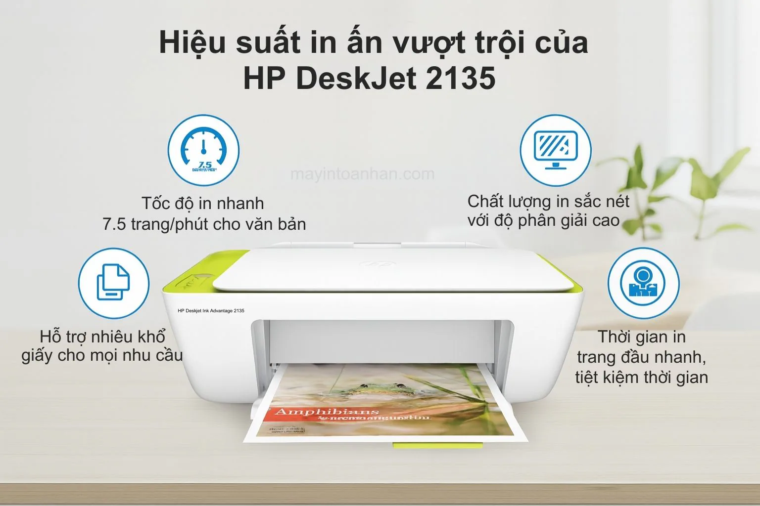 Máy in HP DeskJet Ink Advantage 2135 in tài liệu và ảnh màu khổ A4