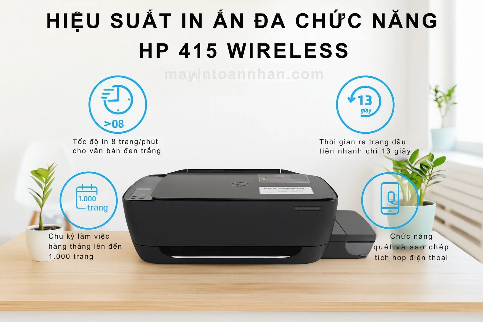 HP Ink Tank Wireless 415 in, scan và copy tài liệu văn phòng