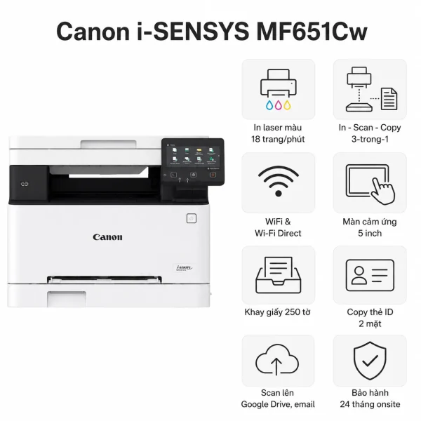 Máy in laser màu đa năng Canon i-SENSYS MF651Cw