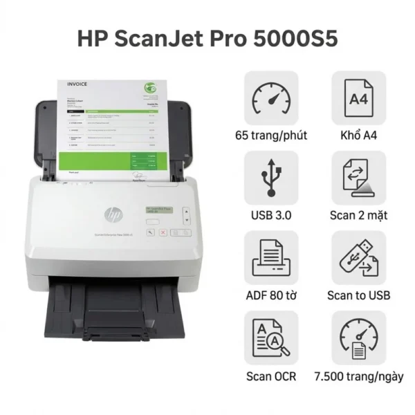 Máy scan HP ScanJet Pro 5000S5 (6FW09A) – Giá tốt tại Toàn Nhân